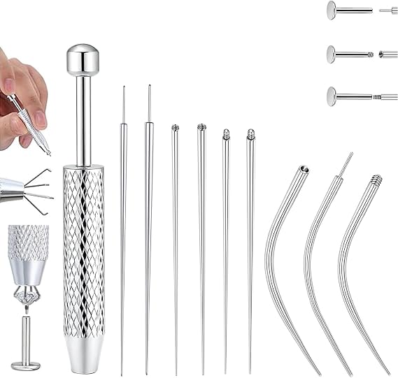 10 Pcs Stainless Piercing Ball Grabber and Piercing Taper Insertion Tool, Piercing Tools to Change Jewellery, 14G 16G 18G Compatible Flat Back Earring Applicator Tool for Ears Nose Lip Navel