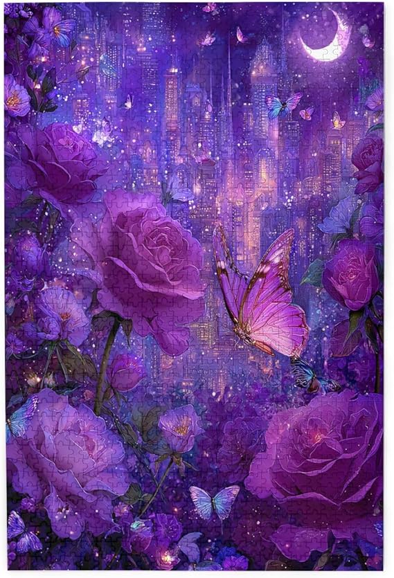 Magical Urban Floral & Blooms, Wooden Puzzles for Adults 1000 Pieces,for Solo Brain Workouts, Family Gatherings&Party Challenges,Relieves Stress&Boosts Concentration