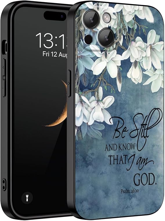 Compatiable for iphone 13 Pro Max Case,Designed for iphone 13 pro max phone case,Update Full Prtection Camera System,Shockproof Protective Cover,Christian Quotes Bible Verse Psalm 46:10,Flower
