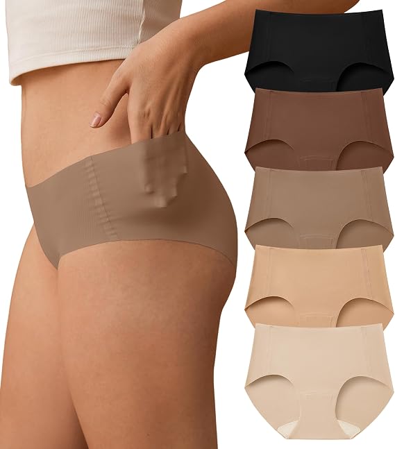 SHARICCA Womens Seamless Underwear Nuage No Show Hipster Panties 5 Pack