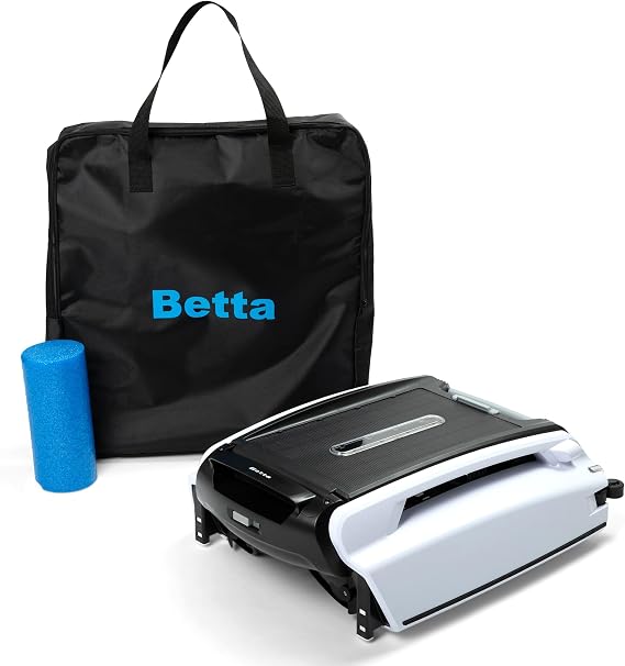 Betta SE Solar-Powered Robotic Automatic Pool Skimmer Cleaner with Carrying and Storage Bag, 24/7 Continuous Cleaning Battery Power, Pool Skimmer Anti-Stuck Foam Noodle, and Twin SCT Motors (White)