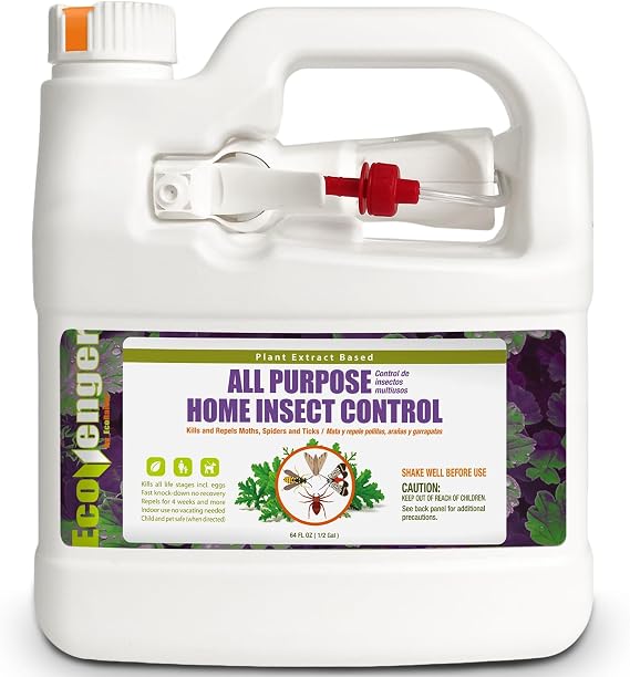 EcoVenger All Purpose Home Insect Control 1/2 Gallon with Trigger Sprayer, for Fleas, Fruit Flies, Gnats, Moths, Roaches, Spiders, Fast Kill