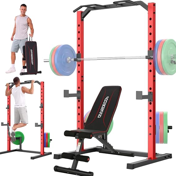 OPPSDECOR Power Cage Power Rack, Multi-Functional Weight Cage with More Training Attachments, Heavy-Duty Construction Squat Rack for Home Gym