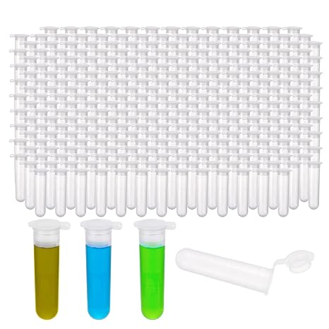 300Pcs 5ml Round Bottom Centrifuge Tubes with Lids | Plastic Clear Lab Test Sample Vials with Snap Caps and Graduated Measuring Scale