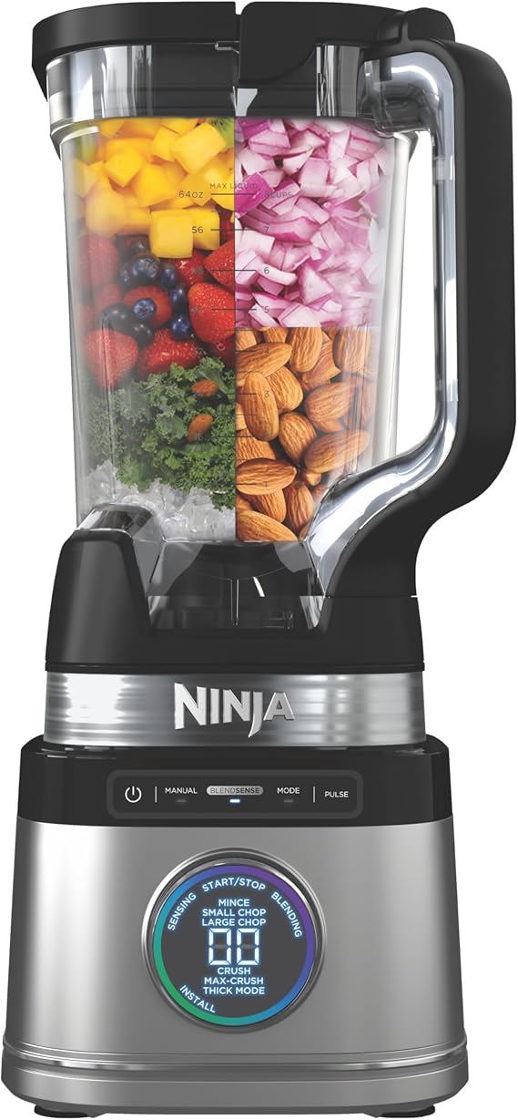 Ninja TB201 Detect Power Blender Pro, BlendSense Technology, for Smoothies, Smoothies, and More, 1800 Max Watts, 70 oz Jug, Blender, Black | BlendSense Tech senses ingredients for smooth results every time. 72-oz pitcher, 1800 peak watts. Dishwasher safe.
