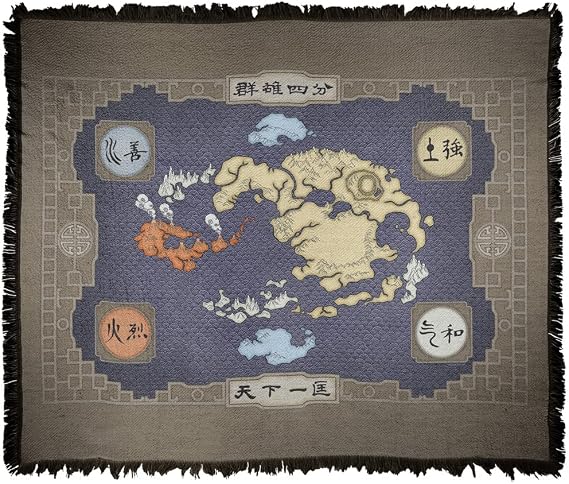 Avatar The, 50"x60" Map Woven Tapestry Cotton Blend Fringed Throw Blanket