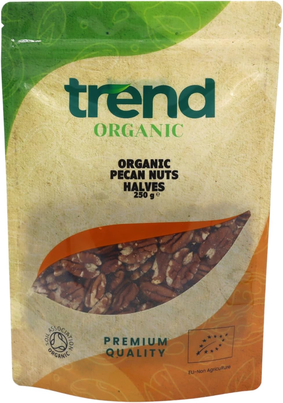 Trend Organic Pecan Nuts Halves - Perfect for Snacking, Baking, and Nutrient-Rich Recipes, Certified Organic, Vegan, Non-GMO, No Additives No Preservatives, High Fibre, High Protein, Raw, 250g