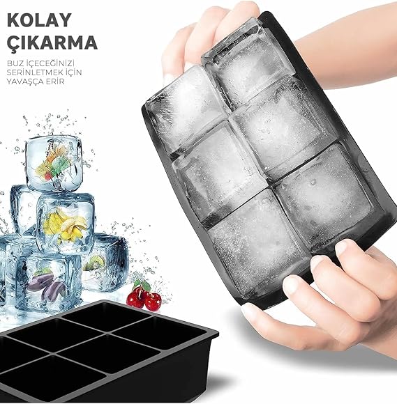 Orret Home Kare Buz Kalıbı | Çok Amaçlı Buz Küpü Kalıbı | | Kare Buz Küpü Kasesi 6 Bölmeli | Kolay Serbest Bırakma Kahve Ev Yapımı Dondurucu için Buz Kalıpları (3 Adet)