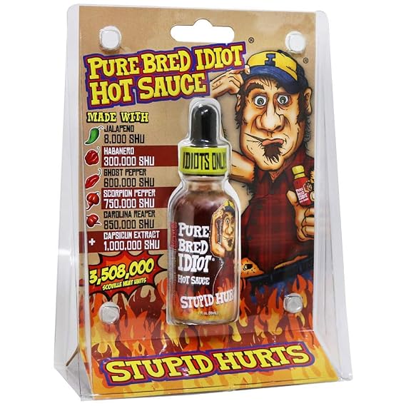 Premium Gourmet Idiot Hot Sauce - Ultimate Hottest Hot Sauce Gift - Try if you dare! (PureBred Idiot)