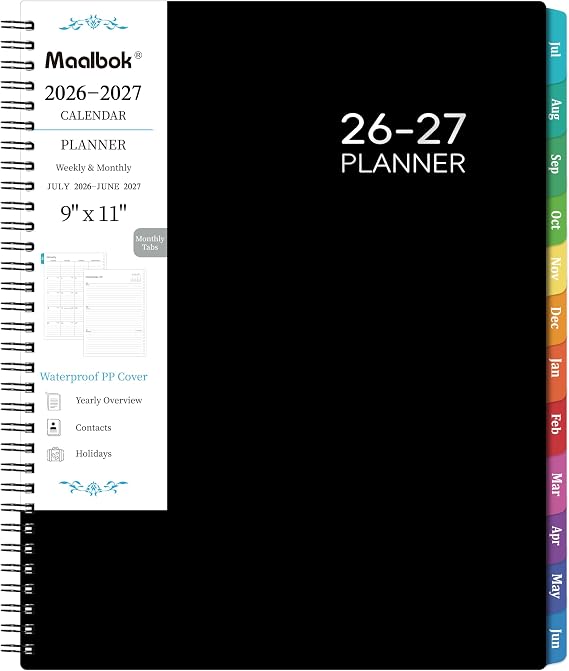 Planner 2026-2027, Academic Planner2026-2027 - 2026-2027 Weekly and Monthly Planner, A4(9" x 11"), July 2026 - June 2027, Storage Pocket, Daily Agenda Book, College Organizer Notebook, Teacher Student Planning Book with Tabs, Enterprise