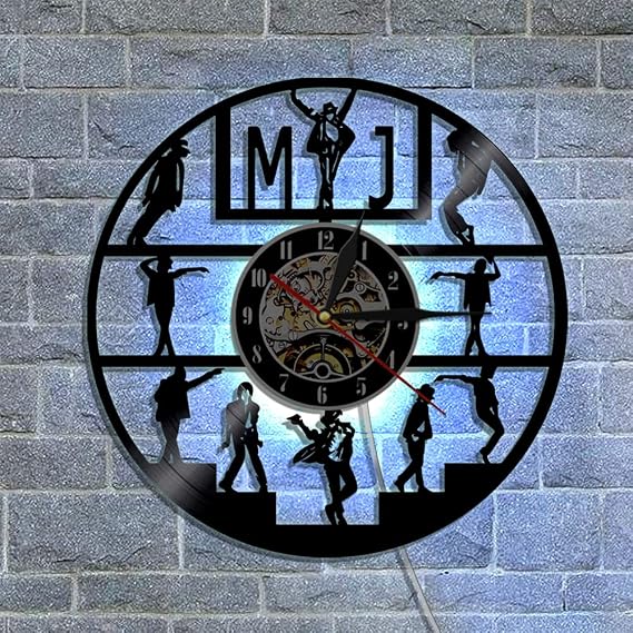 Vinyl Wall Clock, Jackson Classic Dance Step with LED Night Light Function, Wall Clock Gift for Lovers.