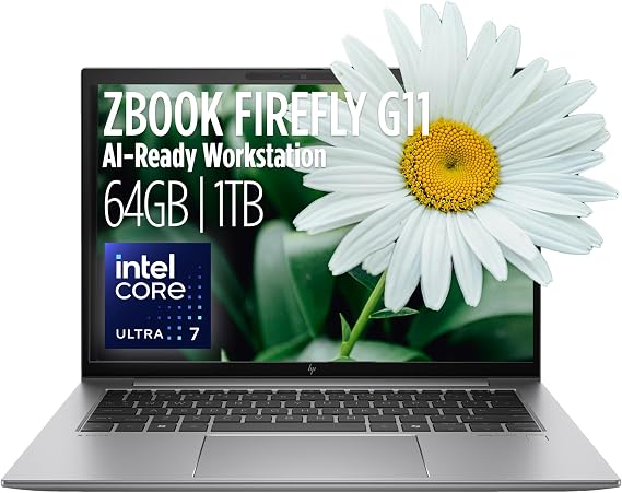 HP ZBook Firefly G11 14 AI-Ready Mobile Workstation IPS WUXGA (Intel Ultra 7 155U 12-Core, 64GB DDR5, 1TB SSD, Backlit KYB, Fingerprint, 2 Thunderbolt 4, WiFi 6E, 5MP Cam, Win 11 Pro) w/MAJ Deskpad
