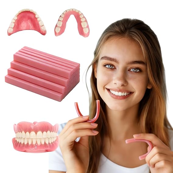 Denture Reline Kit with Advanced Formula for Upper and Lower Dentures, Professional Home Refit and Tighten Tool with Complete Materials for Both Upper & Lower Denture