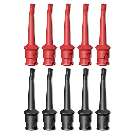 Goupchn 10PCS Multimeter Test Hook Clips, Red & Black