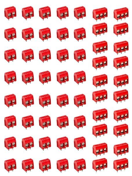 60Pcs 5mm PCB Mount Screw Terminal Block Connector, for Arduino