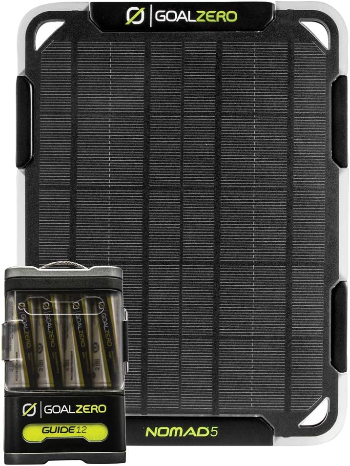 Goal Zero Portable Charger and Small Solar Panel Set Guide12 + NOMAD5 44260 BT238