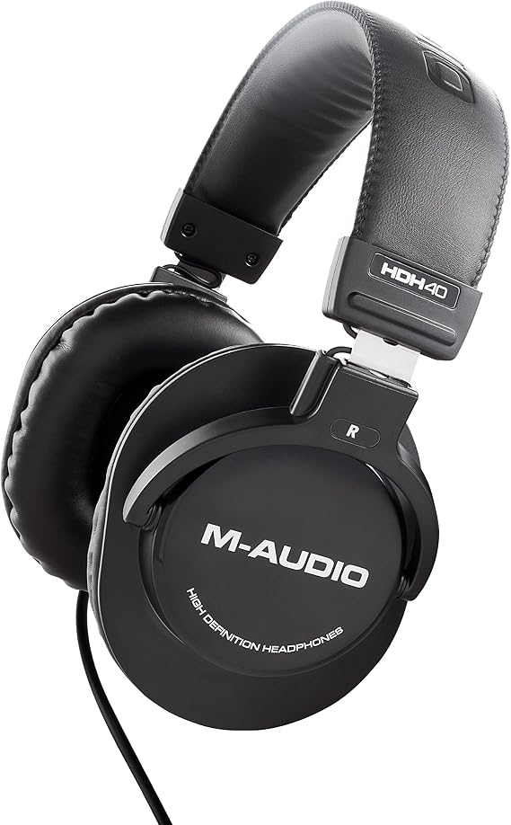 M-AUDIO HDH40 Closed-Back Over-Ear Headphones | Flexible Headband Design, 2.7m Cable for Studio Monitoring, Podcasting, and Audio Recording