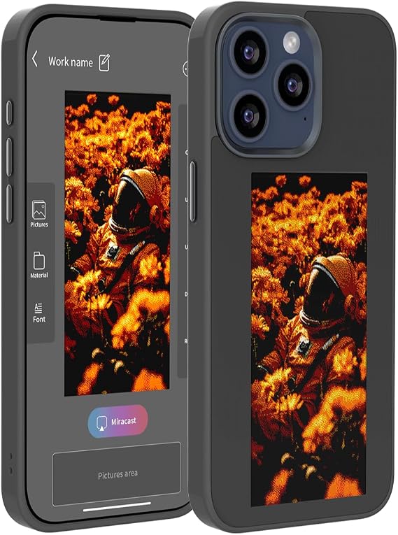 4-Color NFC Ink Screen Smart Case for iPhone 13/14,Dark Gray