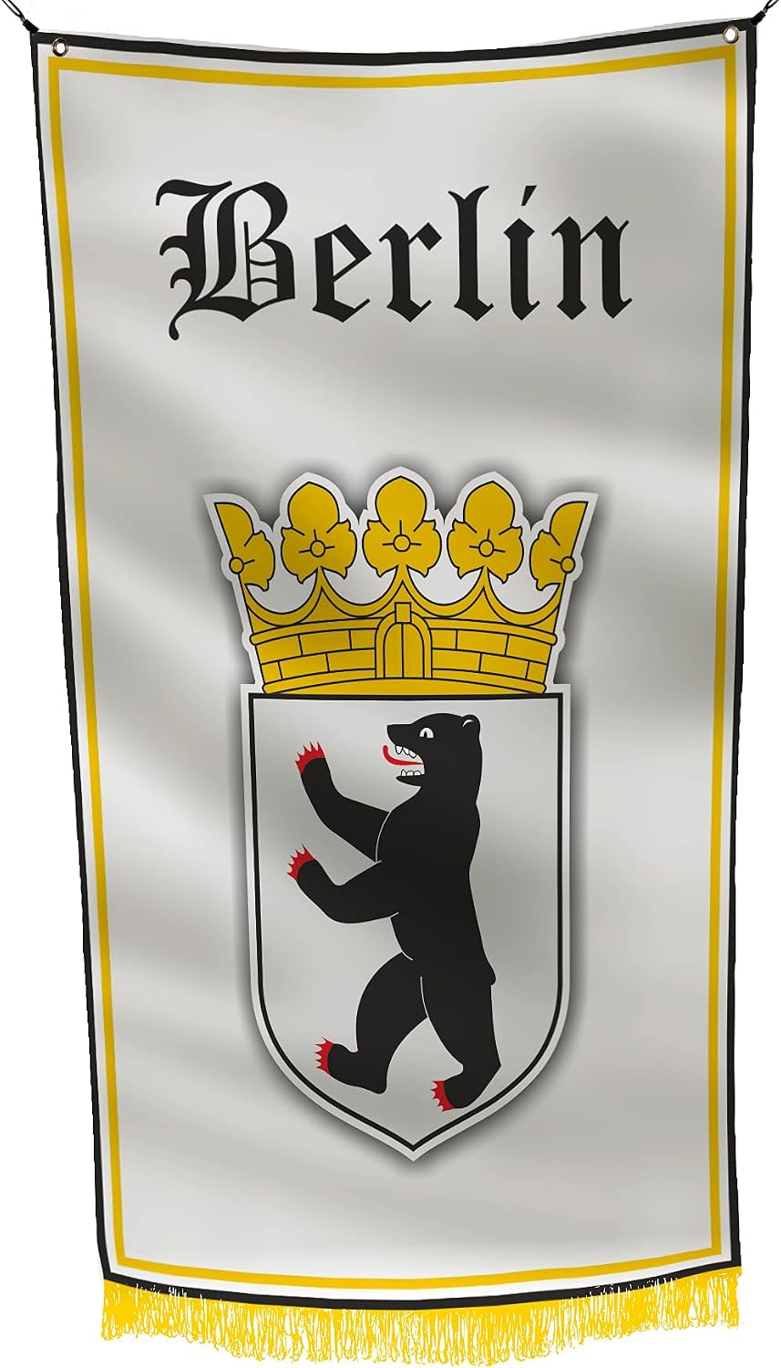 Berlin Germany Coat of ARMS 3x5 feet Flag Banner Vivid Color Double Stitched Brass Grommets