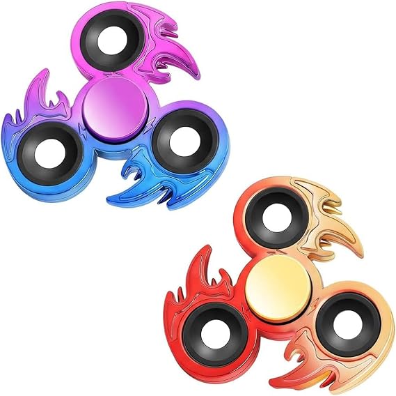 2pcs Fidget for Spinner, Purple-Blue and Red-Gold Wheel Design Ornament, Desk Ornaments for Office People for Stress Relief