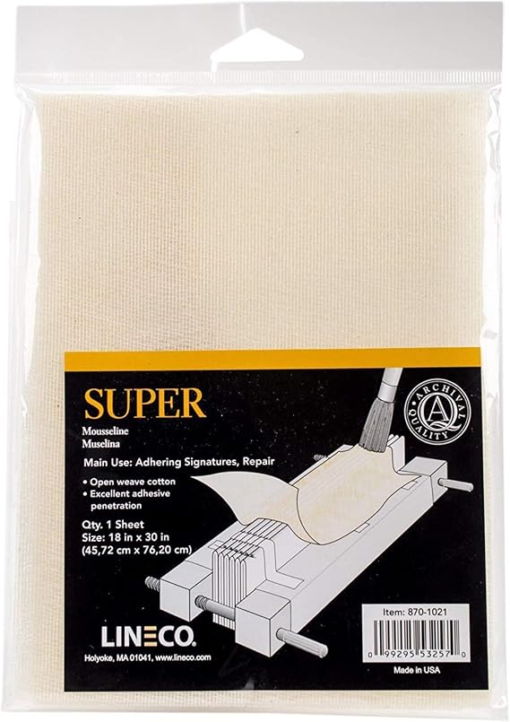 Lineco Bookbinding Super Cloth, 18x30 Inch. Neutral Color | Used for Binding, Making and Repairing Spines for Sketchbooks and Scrapbook, Reinforcing or Rebinding Spines Projects
