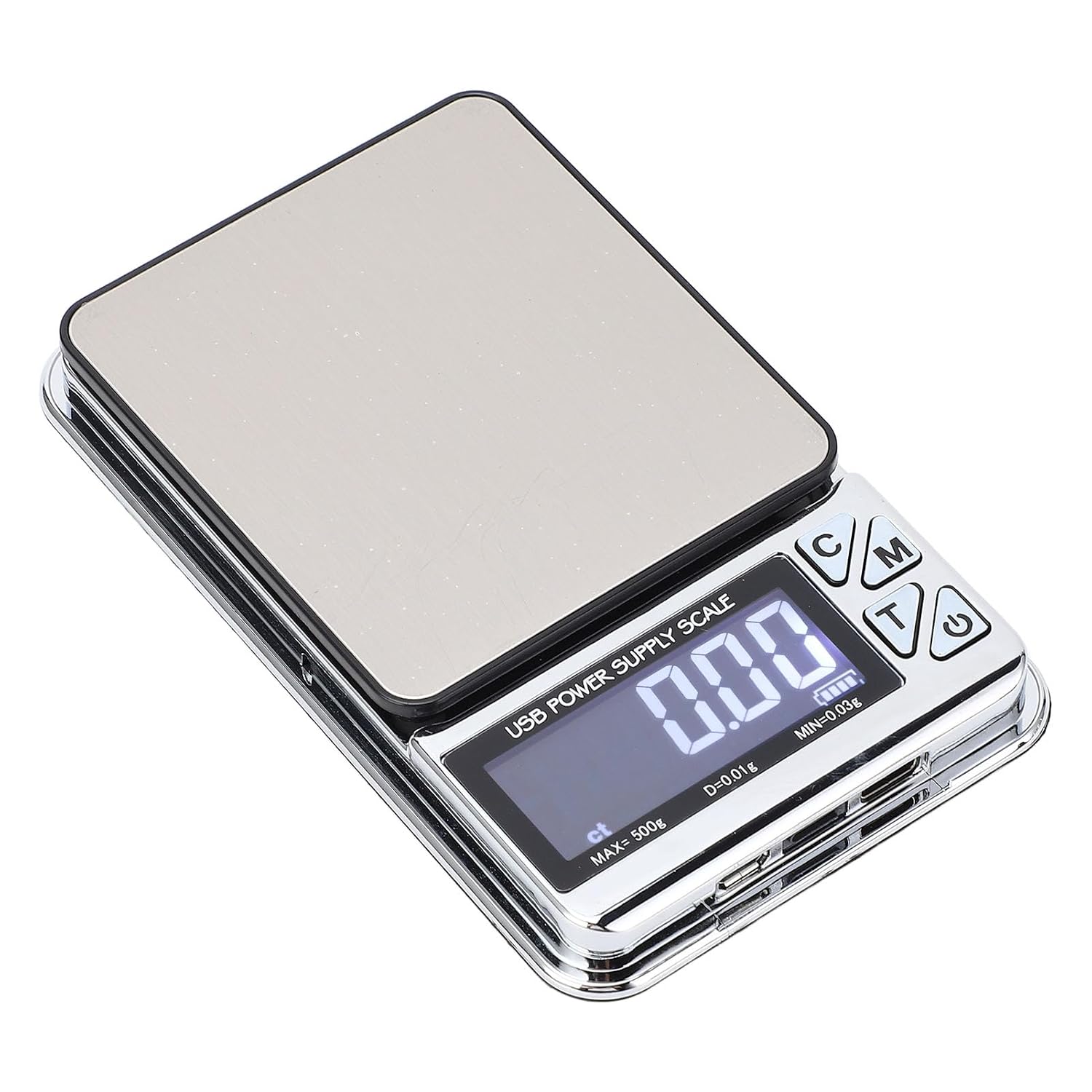 Digital Milligram Scale, 500g 0.01g Pocket Jewelry Scale with 7 Units, USB Charging, Tare Function, Auto Power Off, Stainless Steel, LCD Display for Food Powder