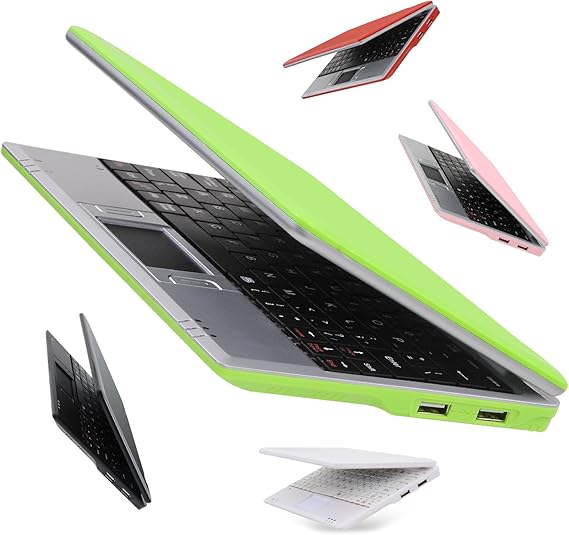 Bigmachine 7 Inch Portable Mini Computer Laptop PC Netbook for Kids Android 12 Quad Core 32GB WiFi Built-in Camera Netflix YouTube Flash Player (Green)