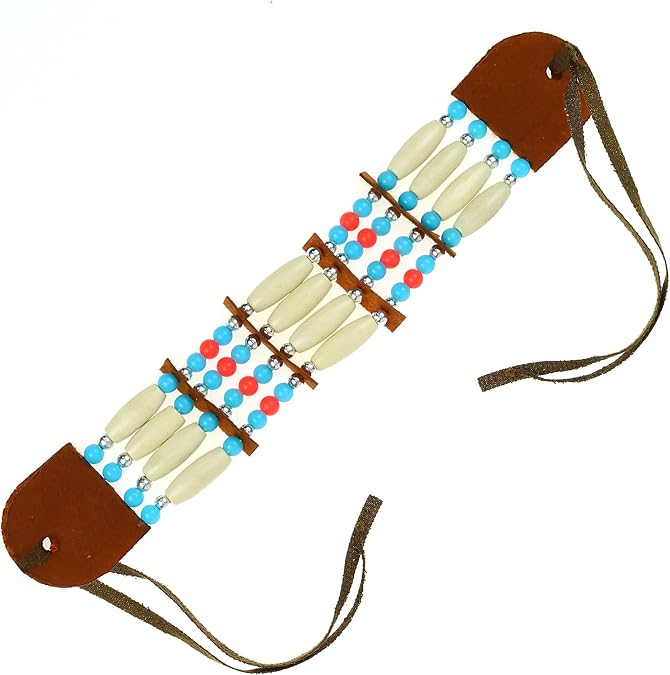 Skeleteen Fake Native American Choker - Indian Replica Costume Accessories Ethnic Beaded Necklace Jewelry