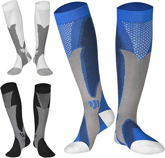 Compression Socks (3 Pairs) for Men Circulation 20-30 mmhg Medical Compression Stockings Women Nursing