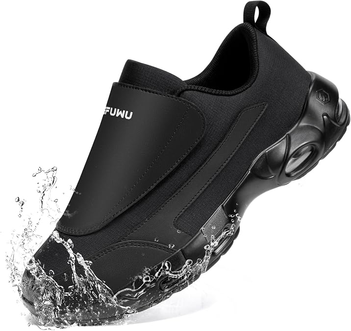 Waterproof Diabetic Shoes for Men Wide Non Slip Cushioned Slip On Walking Sneakers Breathable Kitchen Food Service Work Shoes for Swollen Feet