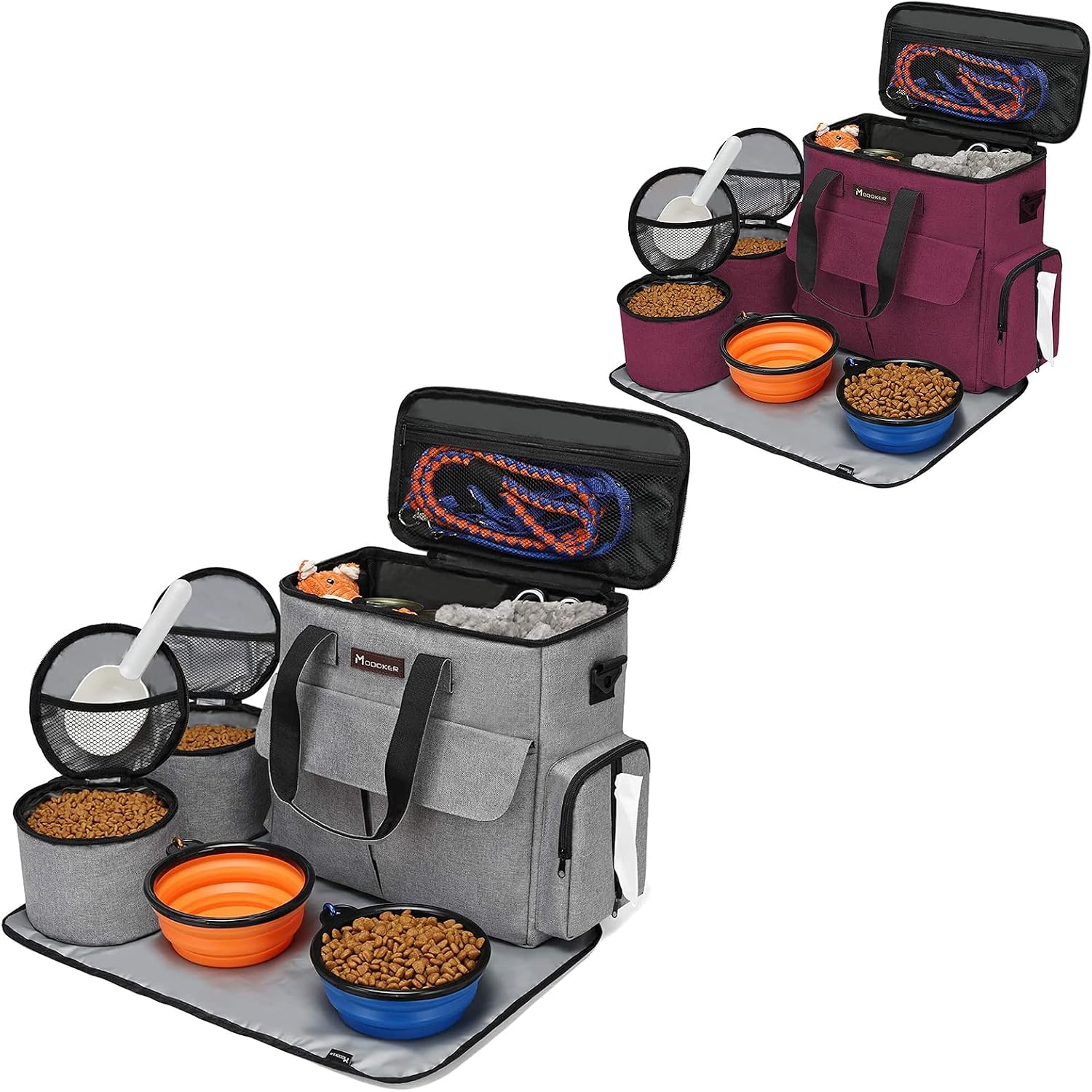 Modoker Dog Travel Bag, Weekend Pet Travel Set for Dog and Cat, Airline Approved Tote Organizer with Multi-Function Pockets