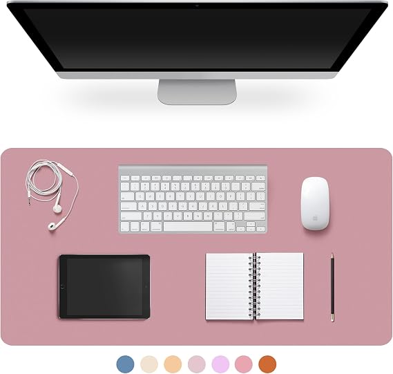 Leather Desk Pad Protector,Non-Slip Desk Pad(Purple Pink, 23.6" x 13.7") | on-Slip PU Leather Large Mouse Pad,Easy Clean Desk Protecor Mat,Writing Pad for Office Work/Home/Decor