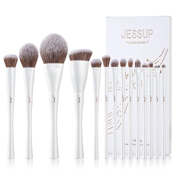 Jessup Makeup Brushes Set 14Pcs Face & Eye Brushes for Casual Makeup T343 | Ultra-Soft Vegan Fibers, No Shedding, Great for Creating Smoky Eye, Daily Wear, Parties, Gift for Beginners & Women
