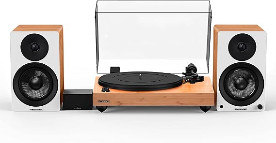 Fluance Reference RT82 High Fidelity Vinyl Turntable with PA10 Phono Preamp and Ai41 Powered 5" Bookshelf Speakers, Ortofon OM10 Cartridge, 90W Class D Amplifier, Bluetooth (Lucky Bamboo)