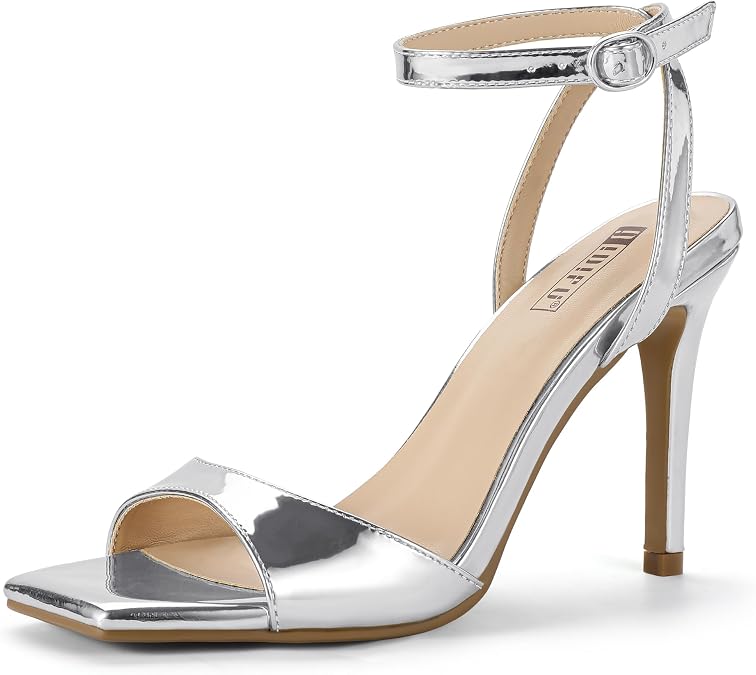 IDIFU High Stiletto Heels Square Open Toe Strappy Heeled Sandals