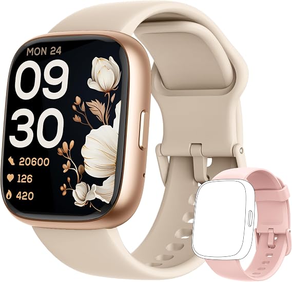 Smart Watch for Women Men Android & iPhone [2 Bands, 44mm case], Alexa Built-in, 1.83" Smartwatch Make/Answer Call, HR SpO2 Sleep Stress Monitor Fitness Tracker, IP68 Waterproof Step Counter Watch