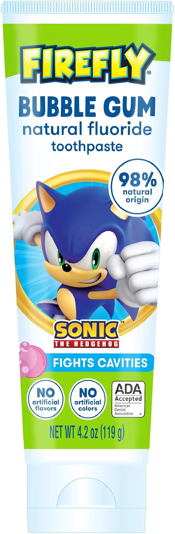 Firefly Kids Anti-Cavity Toothpaste, Sonic the Hedgehog, Bubble Gum, 4.2 Oz