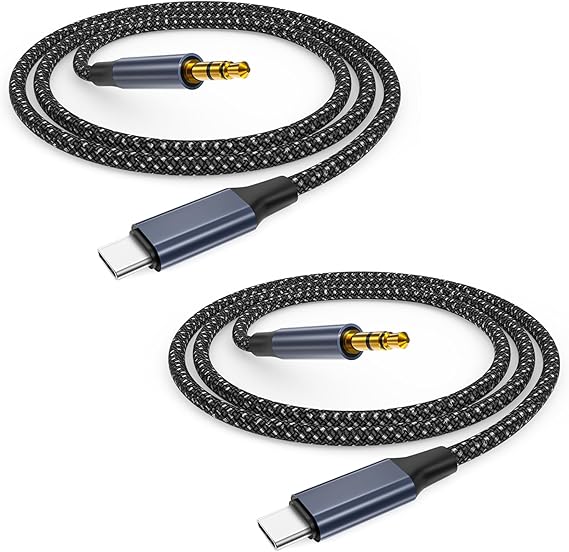 USB C to Aux Cable 1M 2Pack, USB C to 3.5mm Jack Audio Adapter Auxiliary Cord Type C Aux Cable Lead For Car Compatible with iPhone 17/16 /15 Pro Max,iPad Pro,Samsung Galaxy S25 S24 S23 S22,Pixel 9 8