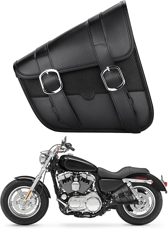 KEMIMOTO Motorcycle Swingarm Bag 4L Left Side Tool Bag Fit for Sportster | Swing Arm Bags Synthetic Leather Fit for Softail series Street Rebel 300 500 Vulcan 900