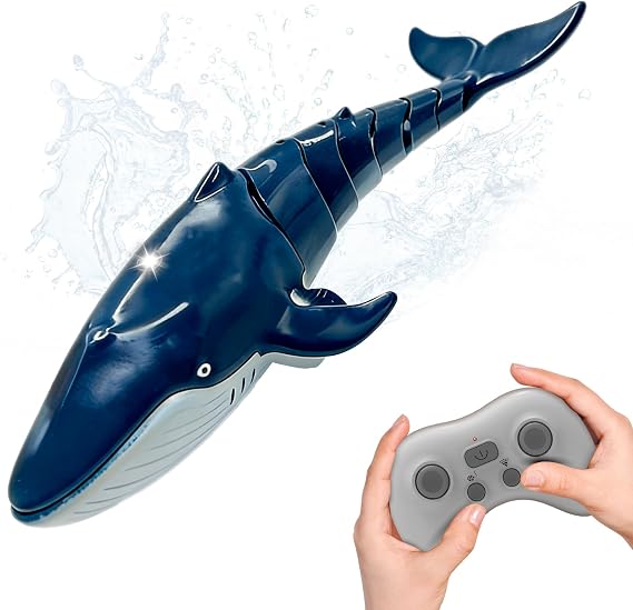 Remote Control Boat Whale Water Toy for Kids 5-7, 10-12, RC Whale Shark Swimming Pool Toys for Kids Ages 8-12, Pool Fun with a top Summer Gift for Boys (Water Operation ONLY - Blue)