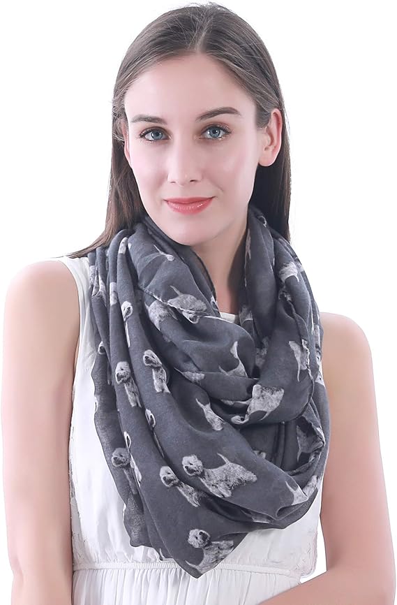 Lina & Lily West Highland White Terrier Dog Print Women's Infinity Scarf Lightweight