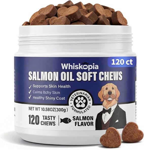 Dog Allergy Chews with Omega-3 Fish Oil, Skin & Immune Support, 120 Ct