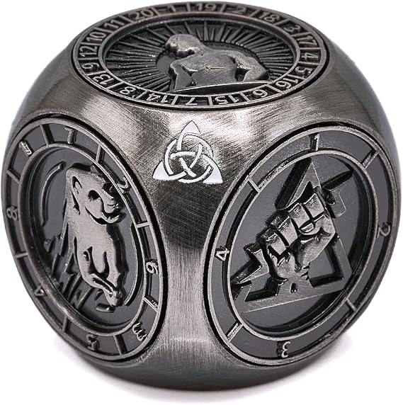 7-in-1 Rotating Metal Dice Set, Polyhedral Tabletop RPG Accessories, Unique Role Play Gifts for Lovers (Sliver)