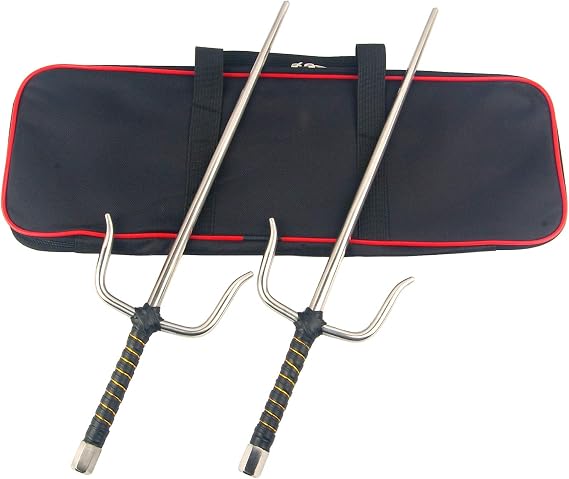 Octagon Metal Martial Arts Sai (Silver, 21"&Case)