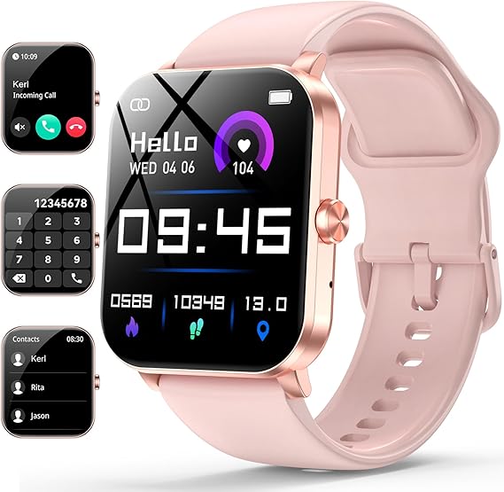 Smart Watch, 1.85" Smartwatch for Men Women (Answer/Make Call), Heart Rate, Sleep Monitor, Pedometer, 120+ Sport Modes Activity Tracker, IP68 Waterproof Fitness Watch for Android iOS (Rose Gold)
