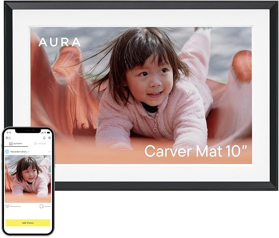 Aura HD Digital Picture Frame | Carver Mat: The Best Frame for Gifting | Wirecutter's best digital frame, no subscription , free unlimited photos and videos, 1-minute set up, gift-ready