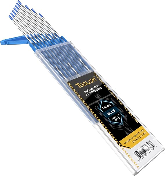 TOOLIOM EWLa-2 TIG Tungsten Electrodes, Blue, 3/32 x 7 in, 10 Pack
