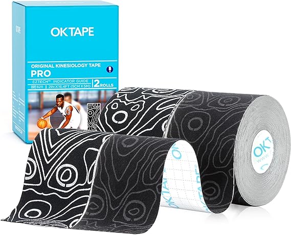OK TAPE Kinesiology Tape PRO Uncut Latex Free Tape 2in x 16.4ft 2Rolls