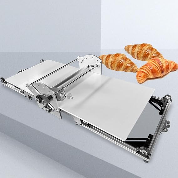 Electric Croissant Machine, Stainless Steel Folding Dough Roller Machine, 2-30 Mm Thickness Adjusted, 450mm Pressing Width, for Pizza, Bread, Croissant, Pastry