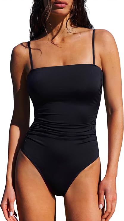 SUUKSESS Women Sexy One Piece Swimsuit Tummy Control Square Neck Bathing Suit